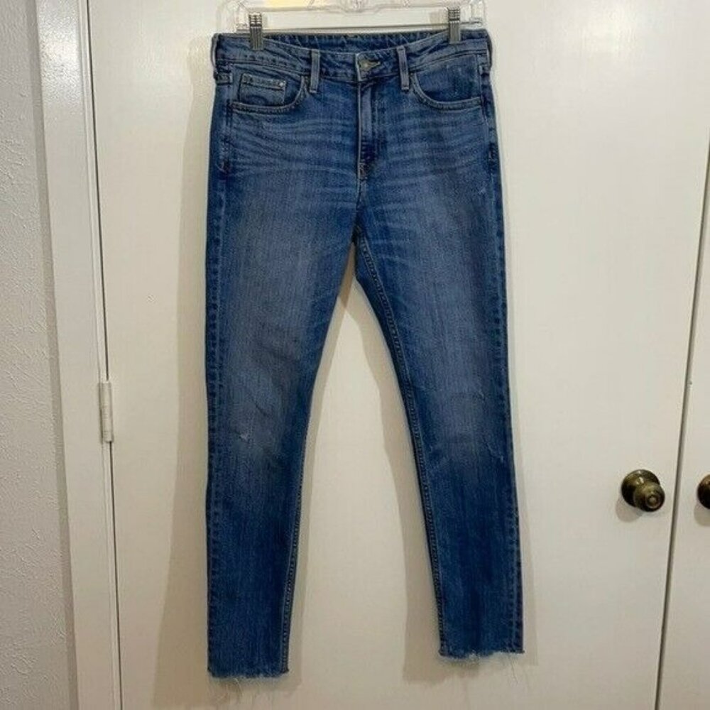 &Denim Jeans, Skinny, Ankle, Raw Hem, Distressed, Size 28